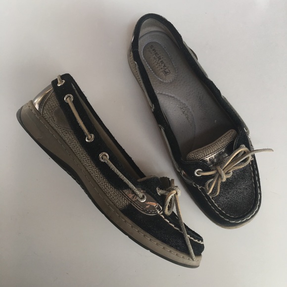 Sperry Shoes - Sperry Black Glitter Boat Shoes